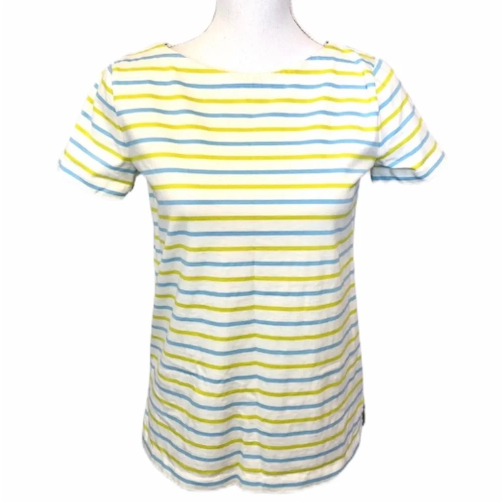 J.Crew Striped Ladder Cotton Tee Blue White Short Sleeve T-Shirt XS EUC Casual